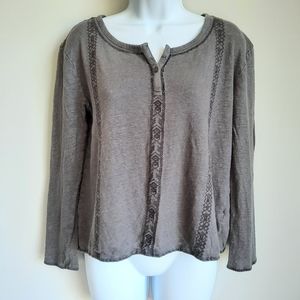 Garnet Hill Organic Linen Peasant Top size Small